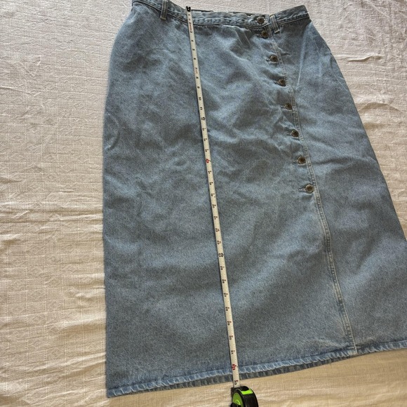 Vintage Blue Clover Denim Skirt Womens 18W Light Wash Button Front Y2K 90s USA - Picture 10 of 12